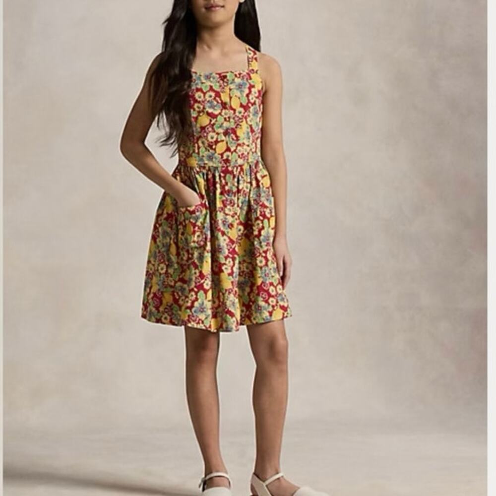 New Polo Ralph Lauren Lemon Floral Cotton Dress sz 14